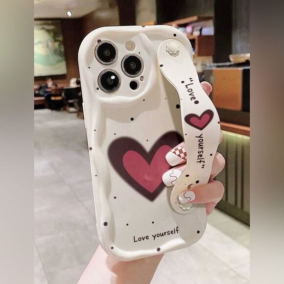 Minimalistic “Love Yourself” iPhone 16 Pro Max Case with Grip Strap - Picture 1 of 6